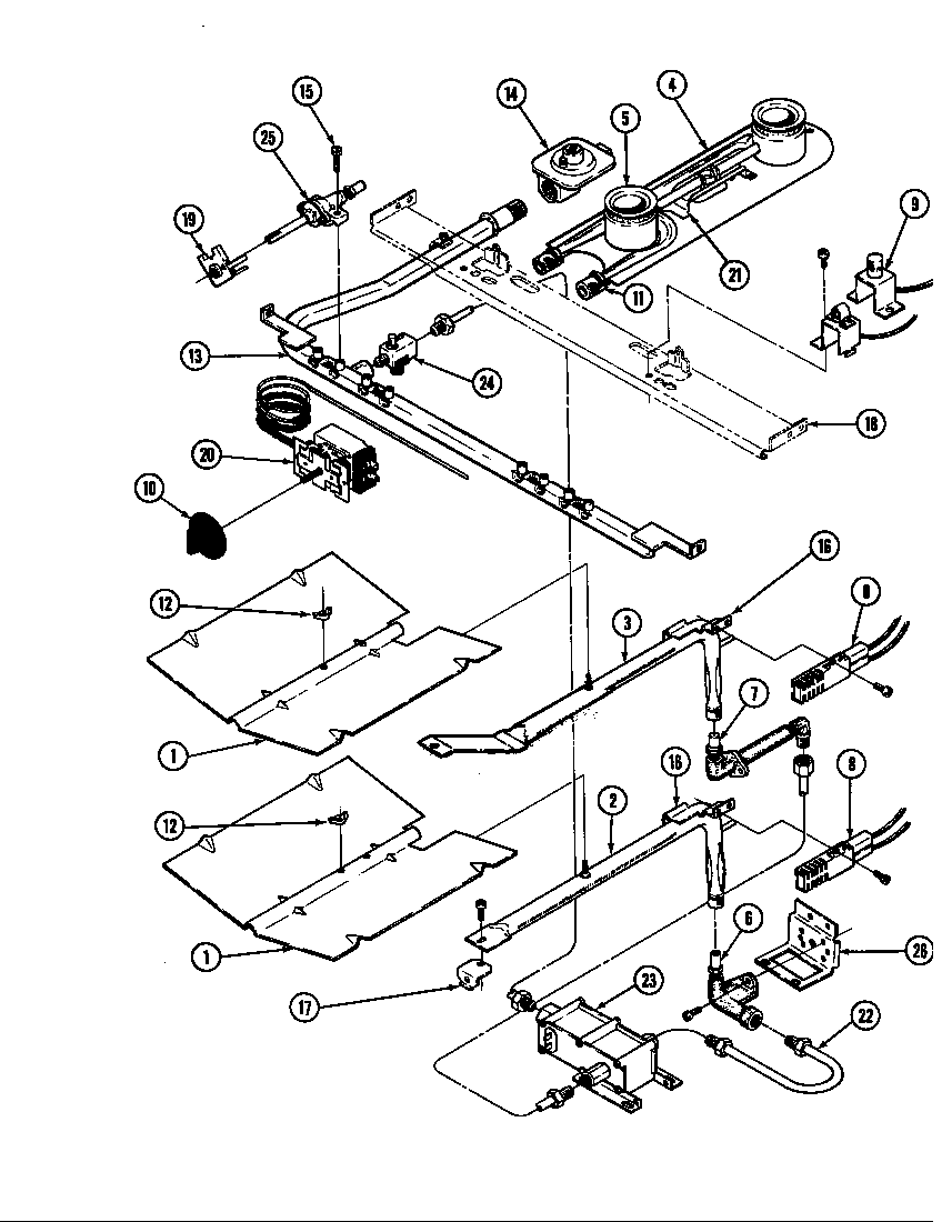 Magic Chef 24FN-6CKXW gas controls (lower) diagram