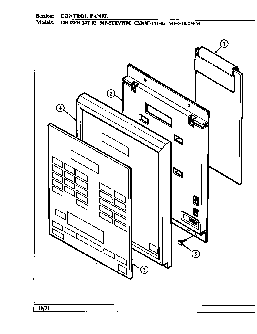 Magic Chef 54FN-5TVWM control panel (cm48fn-14t-02) diagram