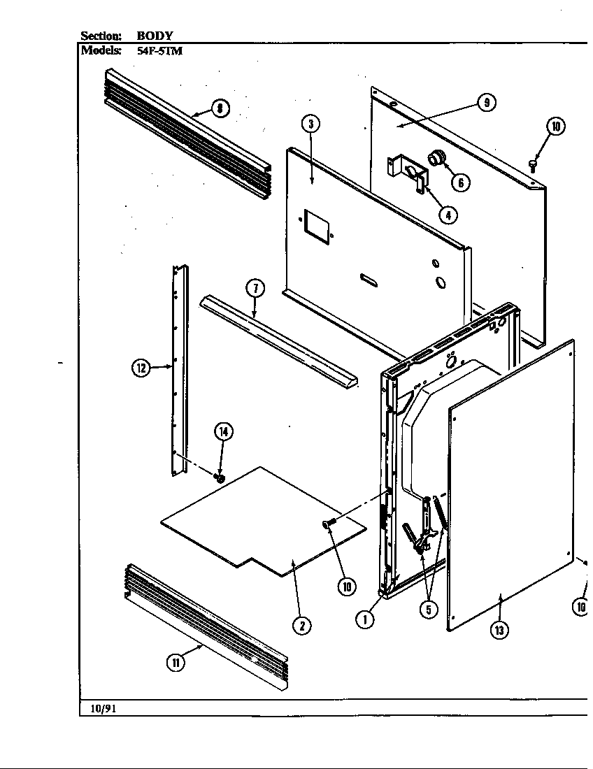 Magic Chef 54FN-5TVWM body diagram