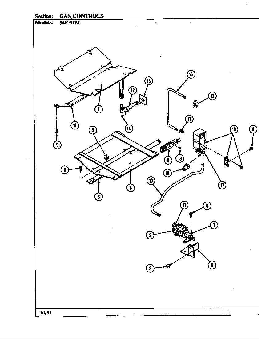 Magic Chef 54FN-5TVWM gas controls diagram