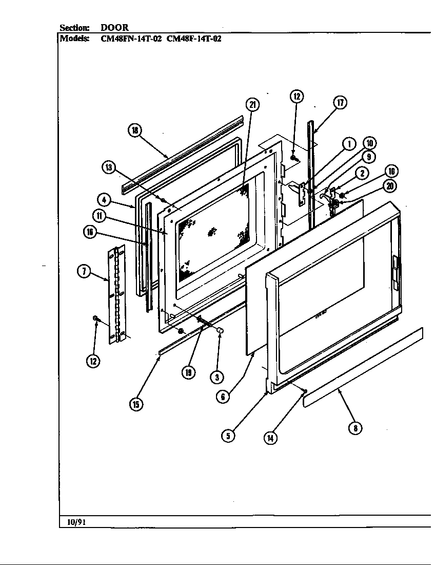 Magic Chef 54FN-5TVWM door (cm48fn-14t-02) diagram