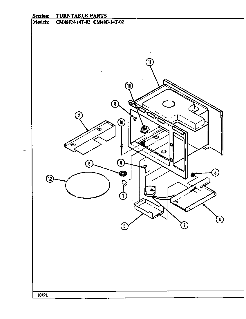 Magic Chef 54FN-5TVWM turntable (cm48fn-14t-02) diagram