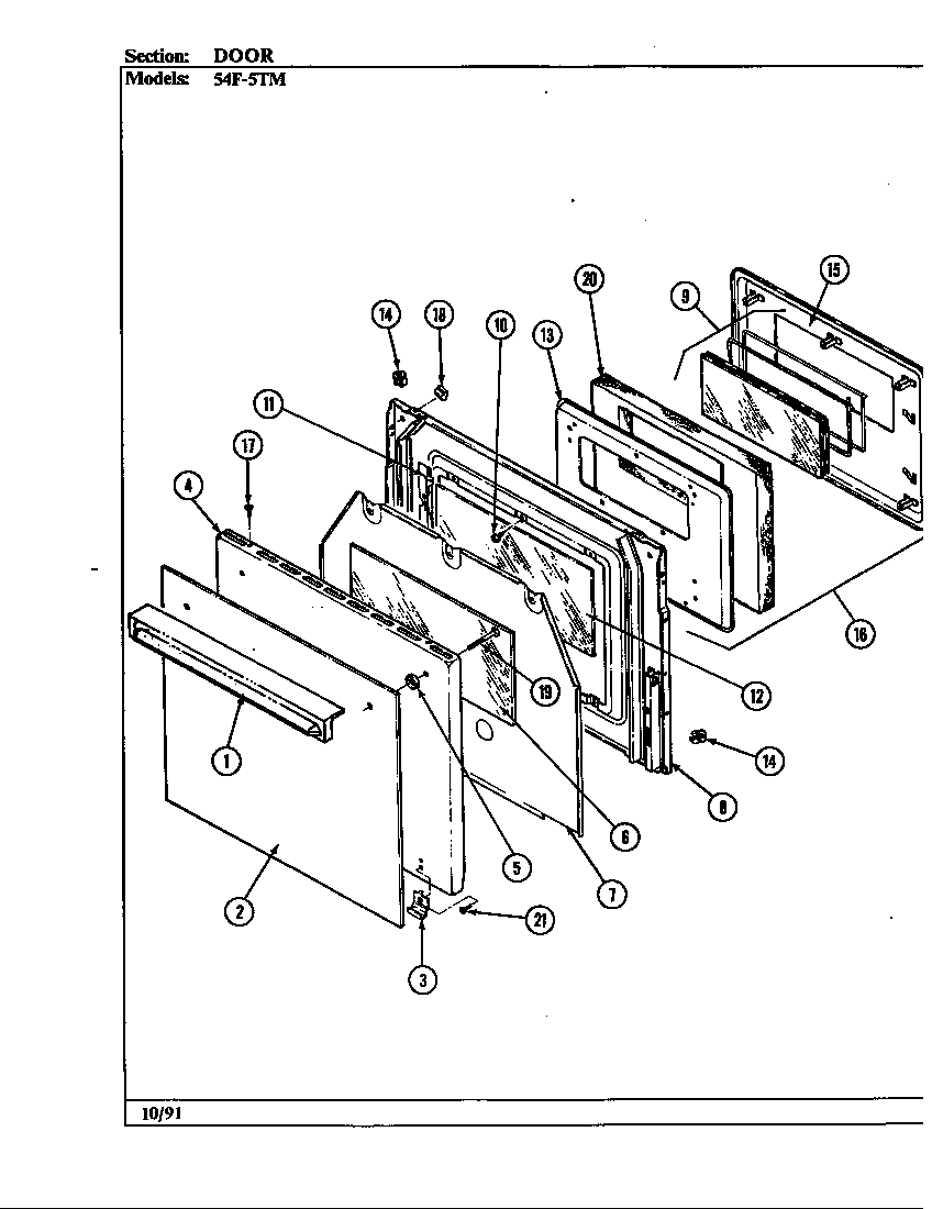 Magic Chef 54F-5TXWM door diagram