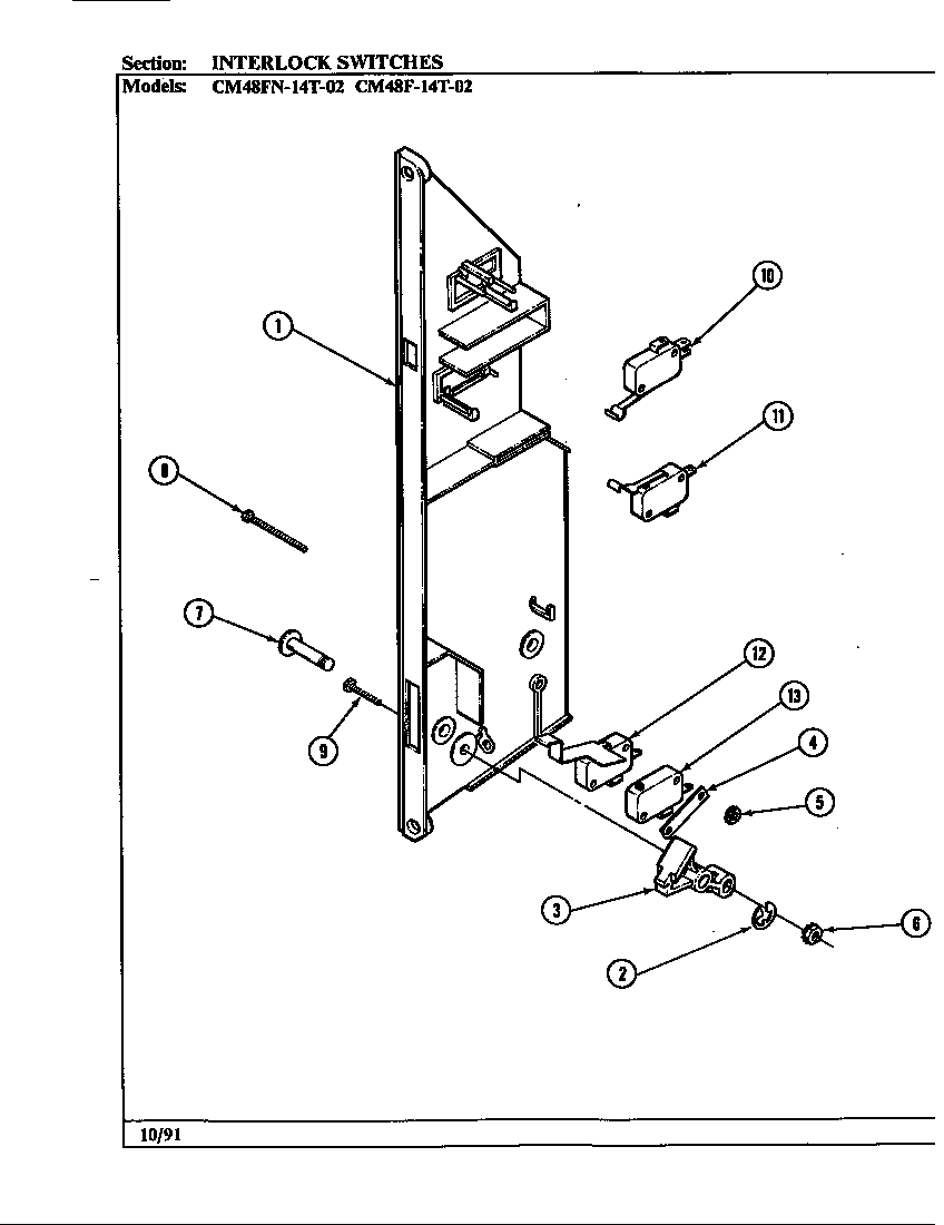 Magic Chef 54F-5TXWM interlock switches (cm48f-14t-02) diagram