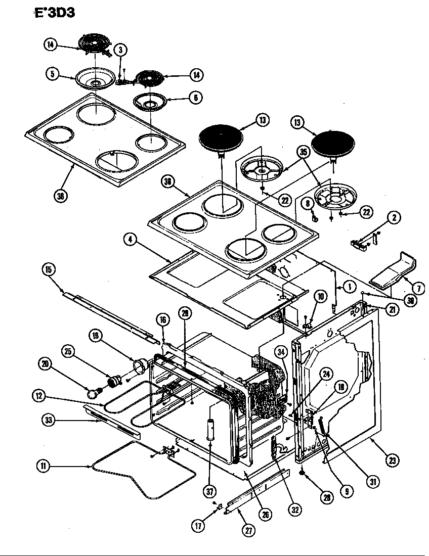Crosley CEW3D3W body diagram