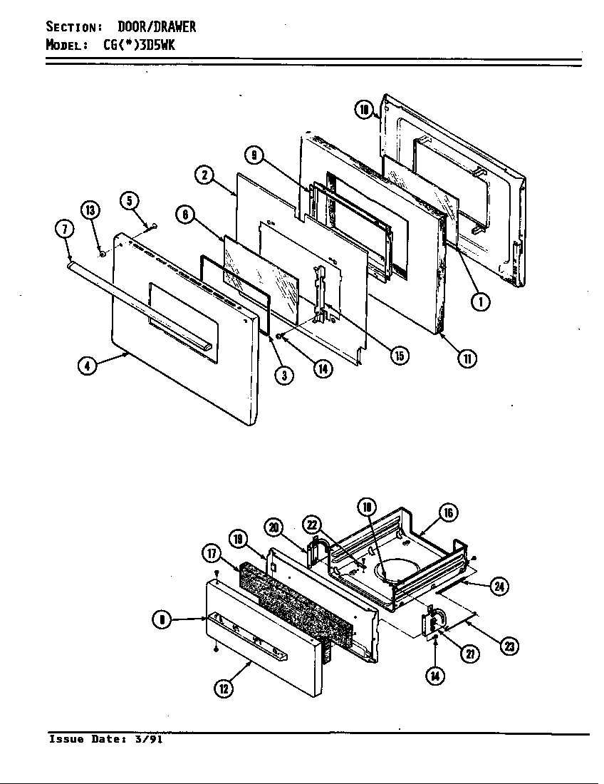 Crosley CGW3D5WK door/drawer (cg*3d5wk) diagram
