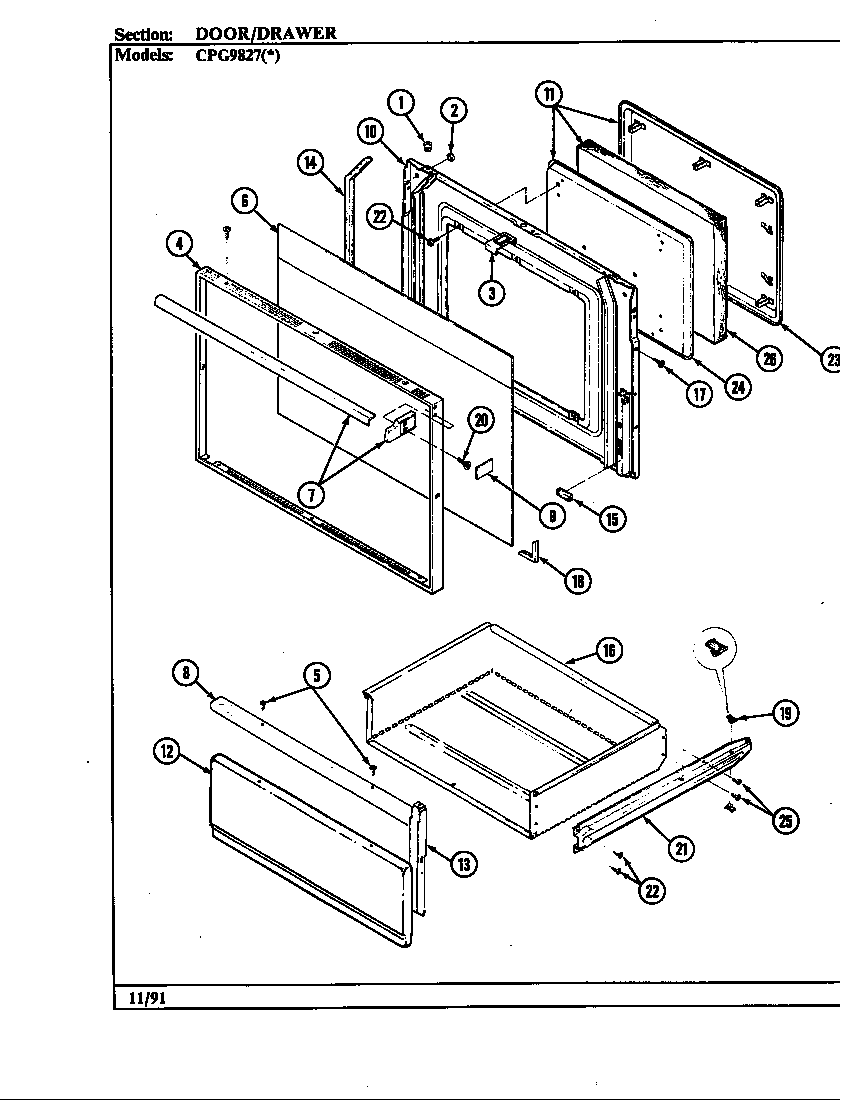 Hardwick CPG9827A569A door/drawer diagram