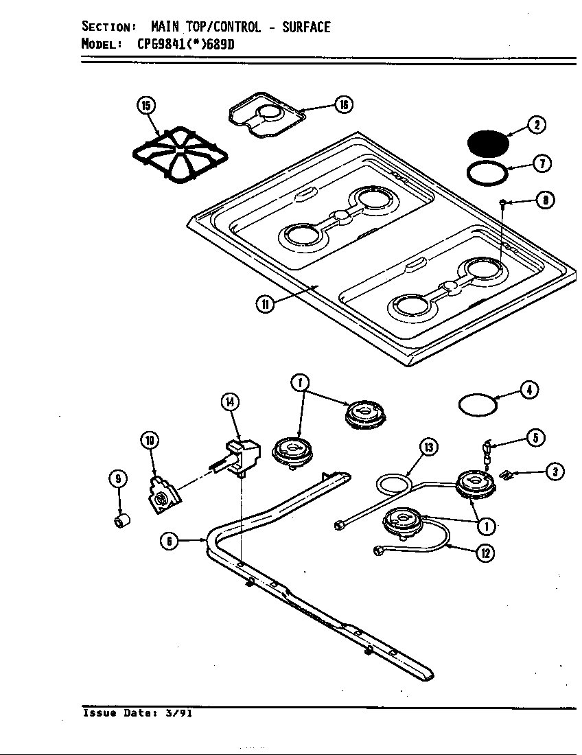 Hardwick CPG9841A689DQ top assembly diagram