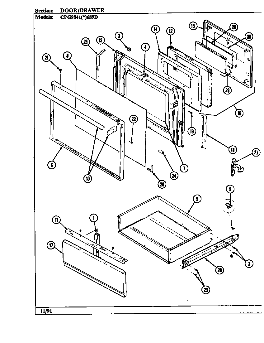 Hardwick CPG9841A689DQ door/drawer diagram