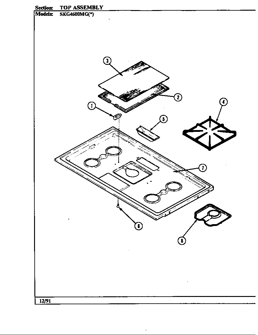 Hardwick SKG4622MGA639R top assembly diagram