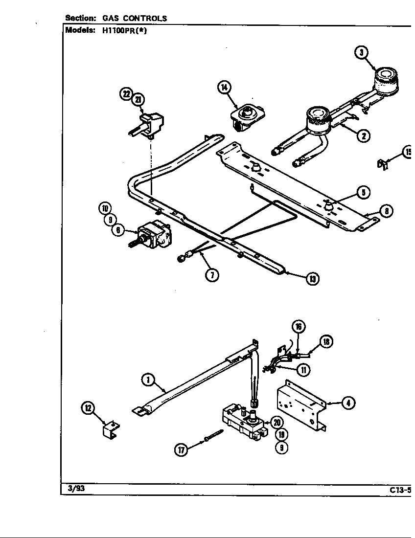 Hardwick H1100PRA gas controls (h1100pr*) (h1100pra) (h1100prw) diagram