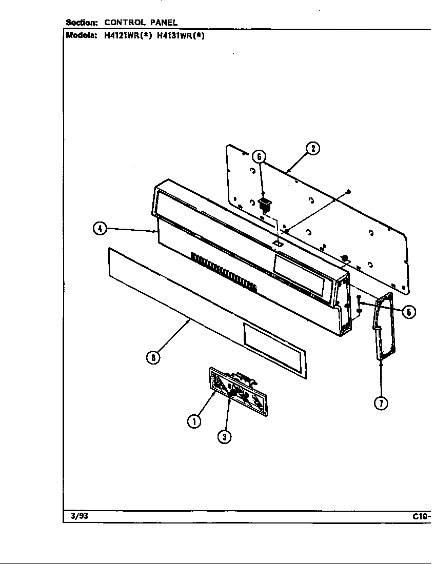 Hardwick H4131WRW control panel diagram