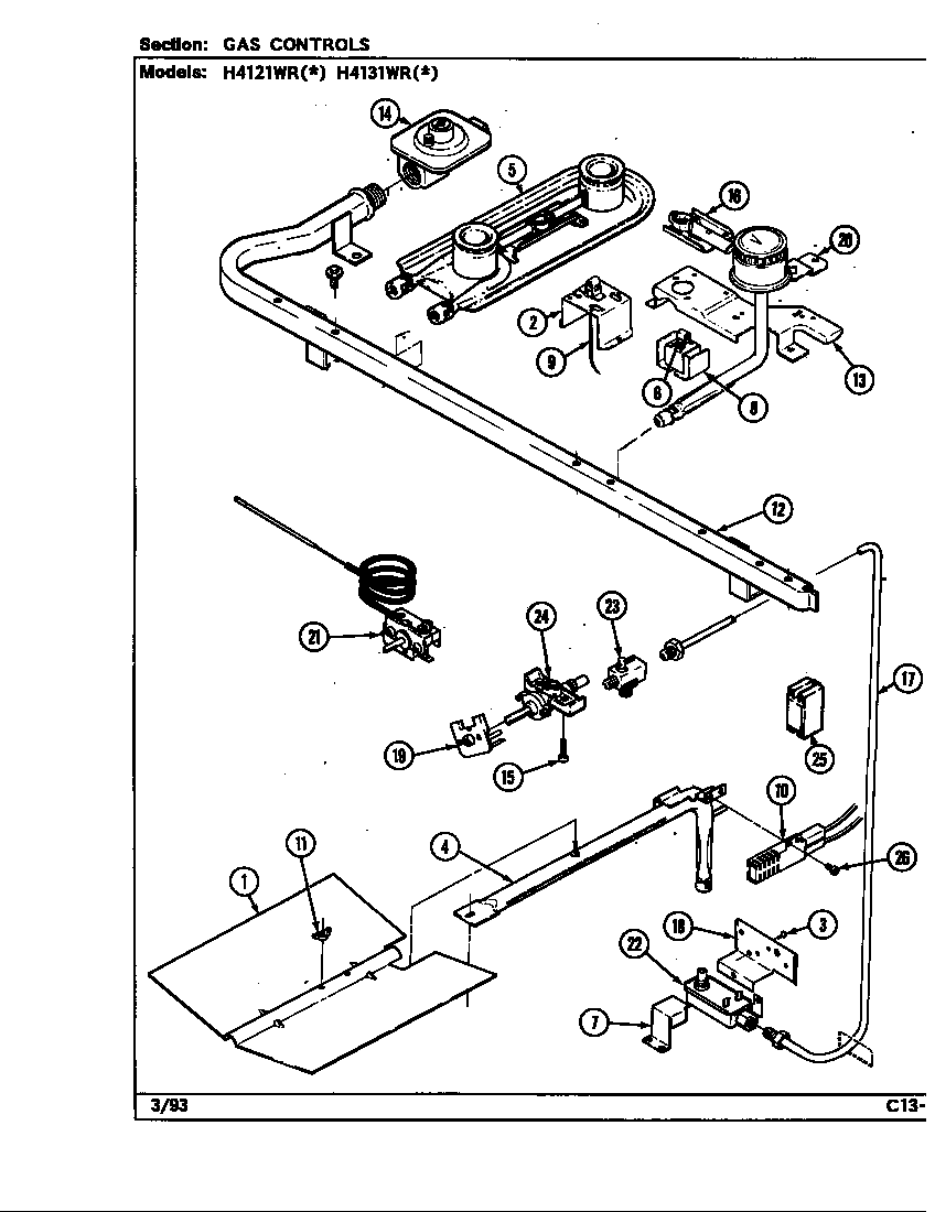 Hardwick H4131WRW gas controls diagram