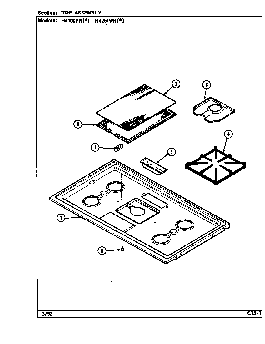 Hardwick H4131WRW top assembly diagram