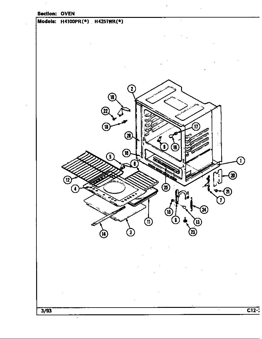 Hardwick H4100PRA oven diagram
