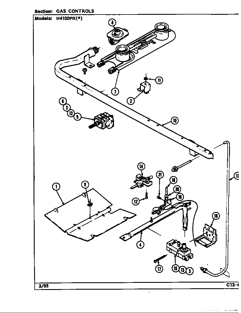 Hardwick H4100PRA gas controls (h4100pr*) (h4100pra) (h4100prw) diagram
