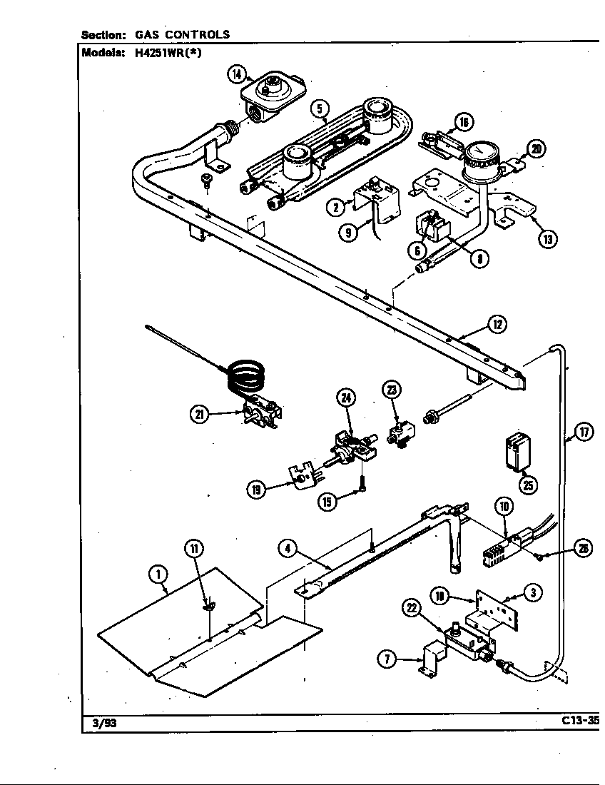 Hardwick H4100PRA gas controls (h4251wr*) (h4251wra) (h4251wrw) diagram
