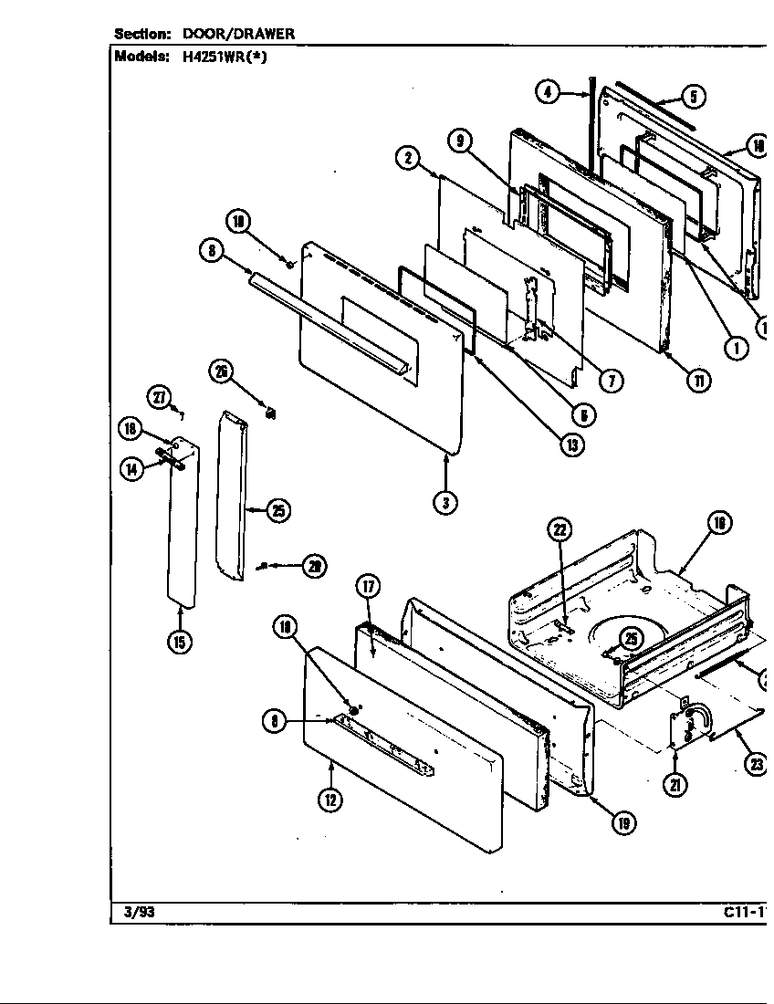 Hardwick H4100PRA door/drawer (h4251wr*) (h4251wra) (h4251wrw) diagram