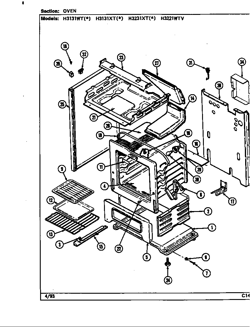 Hardwick H3131WTW oven diagram