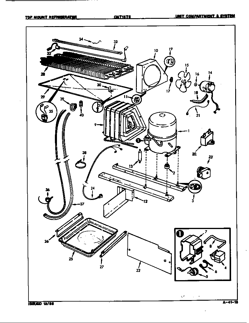 Crosley CNT15T5A/9C43A unit compartment & system diagram