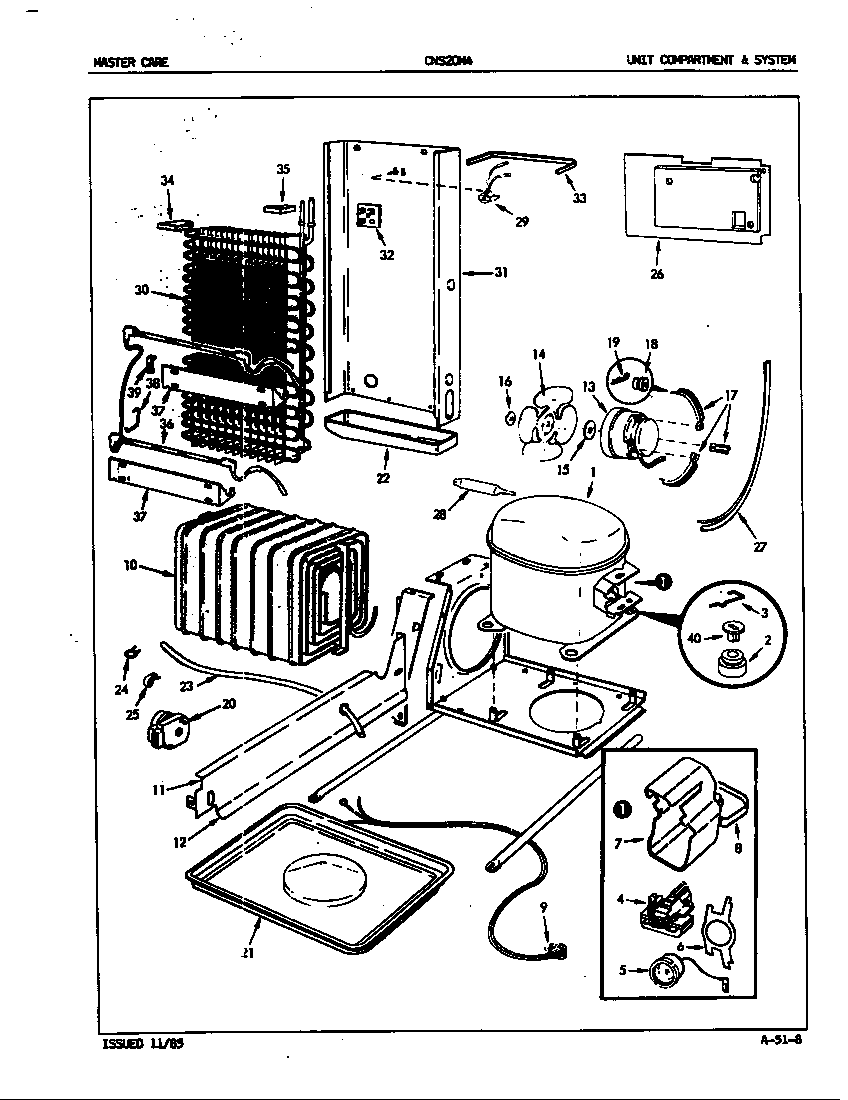 Crosley CNS20M4/5M61A unit compartment & system diagram