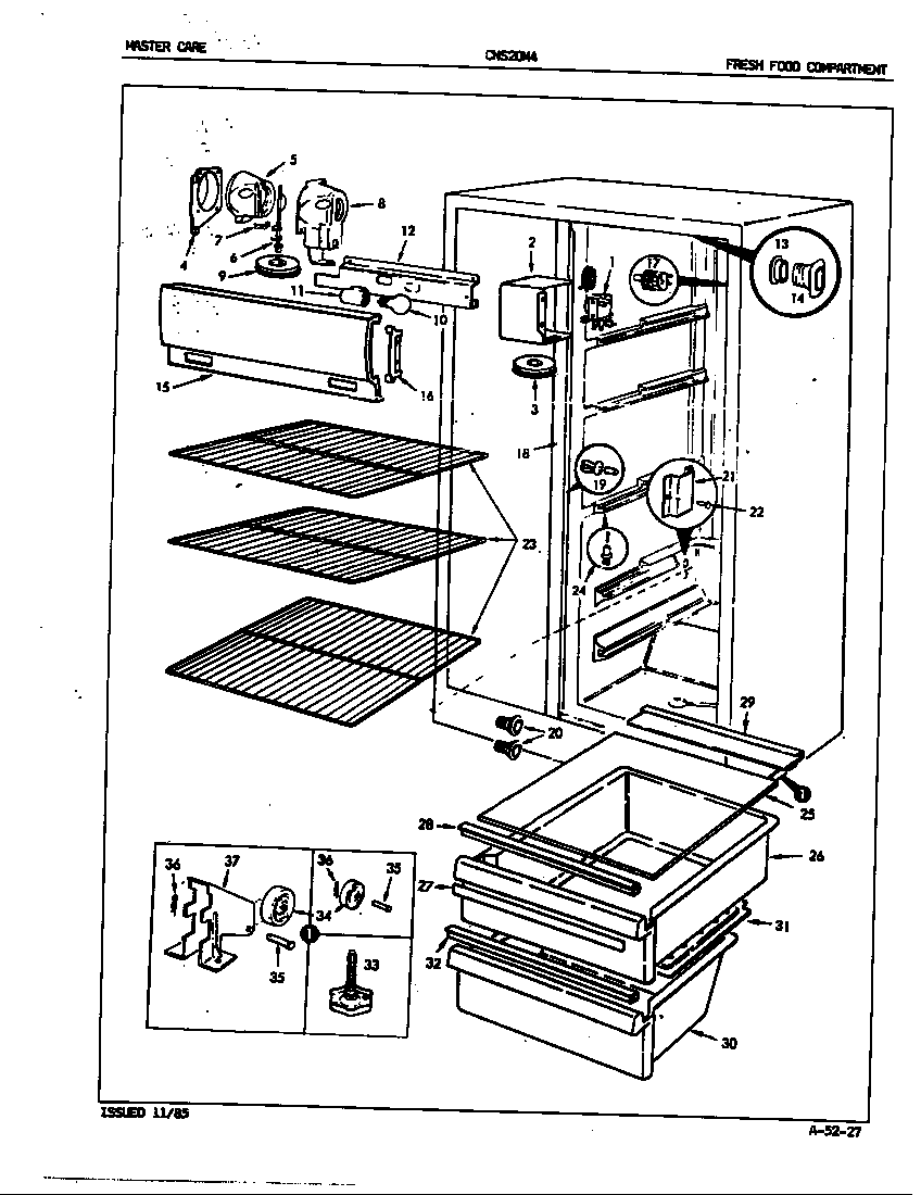 Crosley CNS20M4/5M61A fresh food compartment diagram