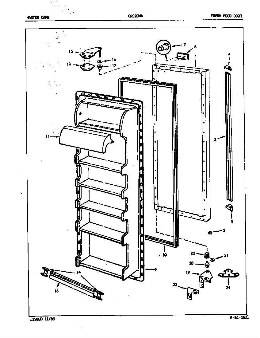 Crosley CNS20M4/5M61A fresh food door diagram