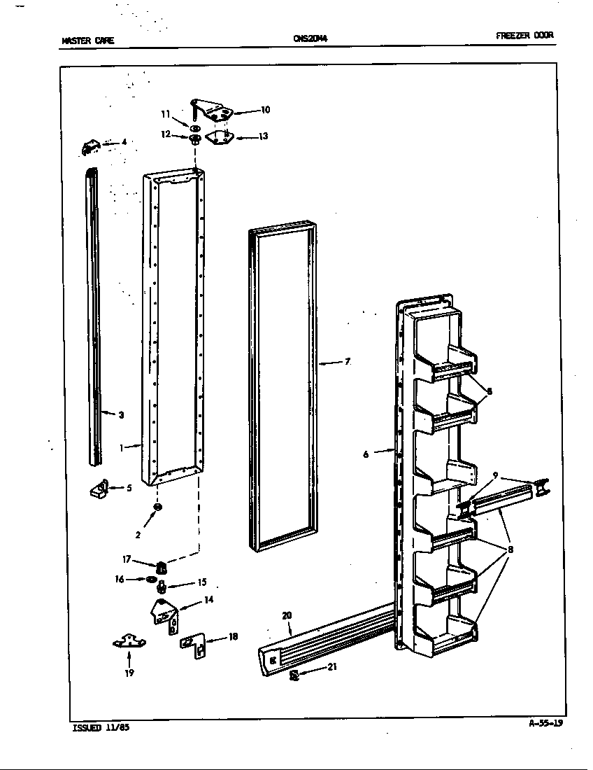 Crosley CNS20M4/5M61A freezer door diagram