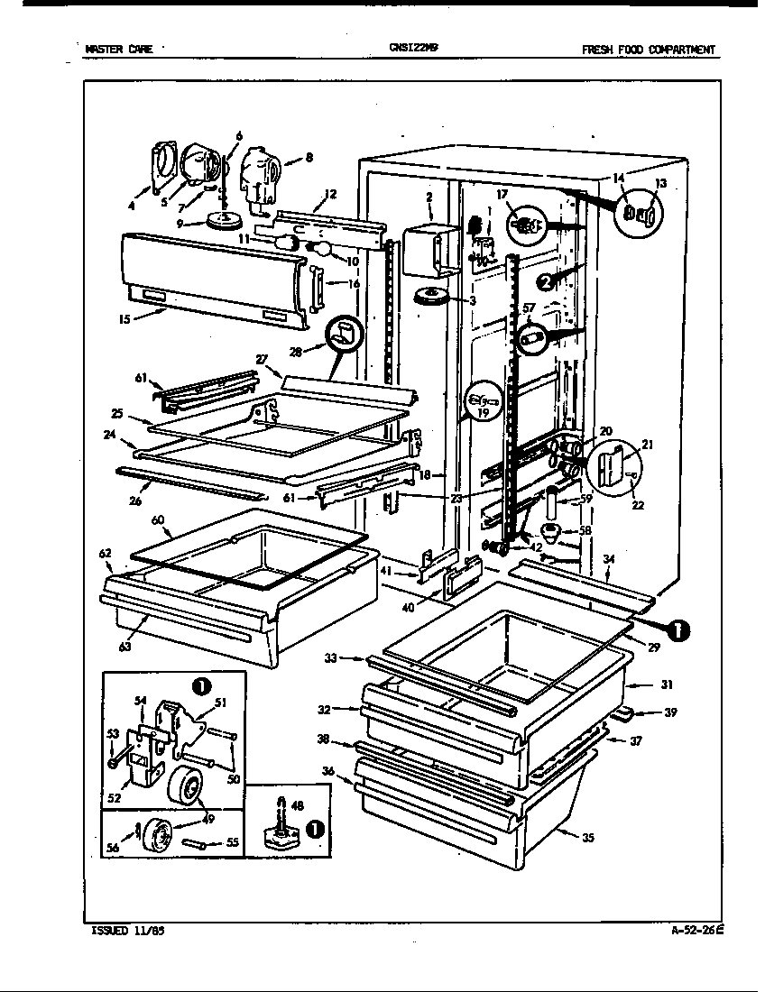 Crosley CNSI22M9/5M64B fresh food compartment diagram