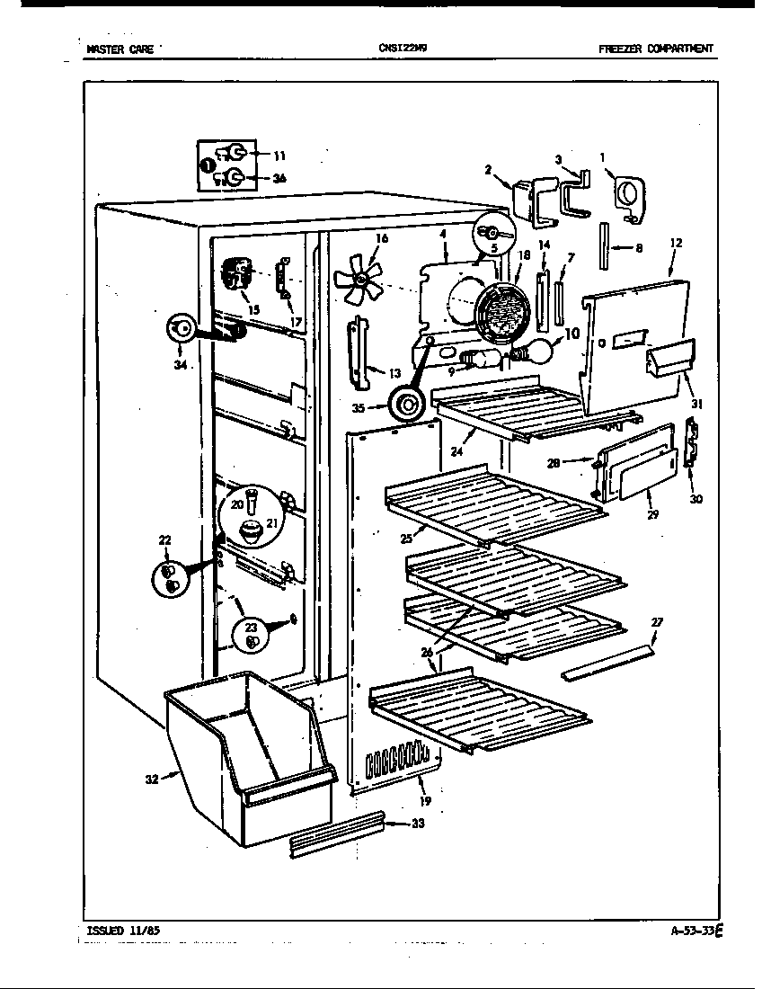 Crosley CNSI22M9/5M64B freezer compartment diagram