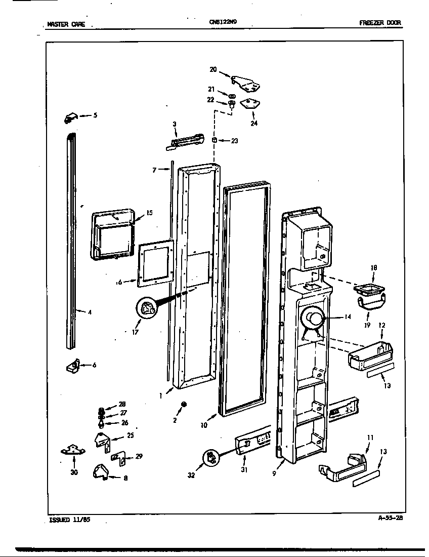 Crosley CNSI22M9/5M64B freezer door diagram