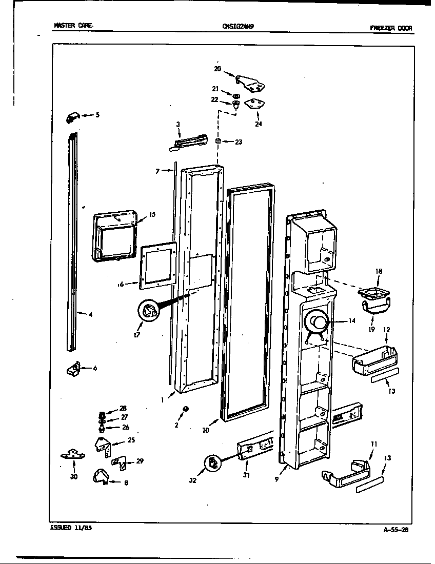 Crosley CNSIG24M9/5M65A freezer door diagram