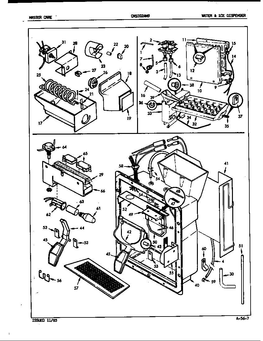 Crosley CNSIG24M9/5M65A water & ice dispenser diagram