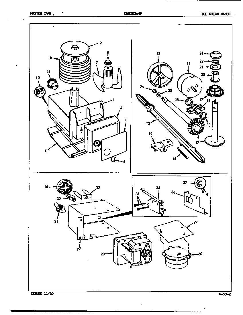 Crosley CNSIG24M9/5M65A ice cream maker diagram