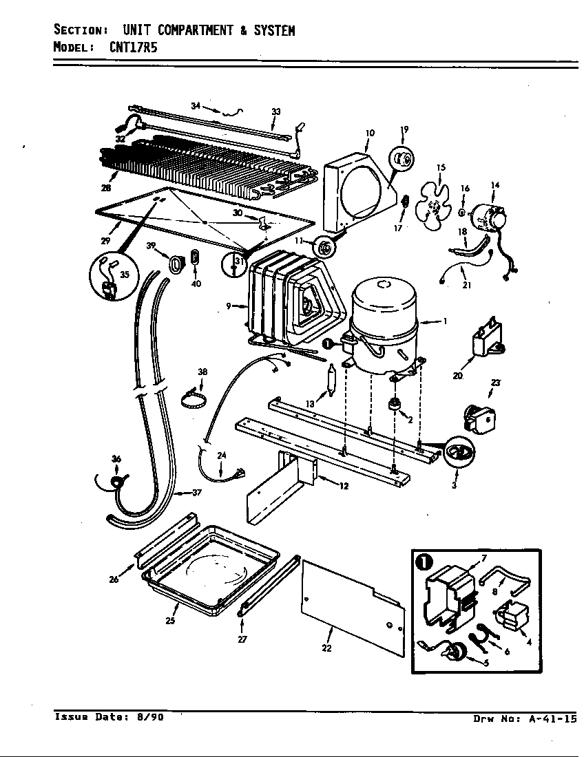 Crosley CNT17R5/7A76B unit compartment & system diagram