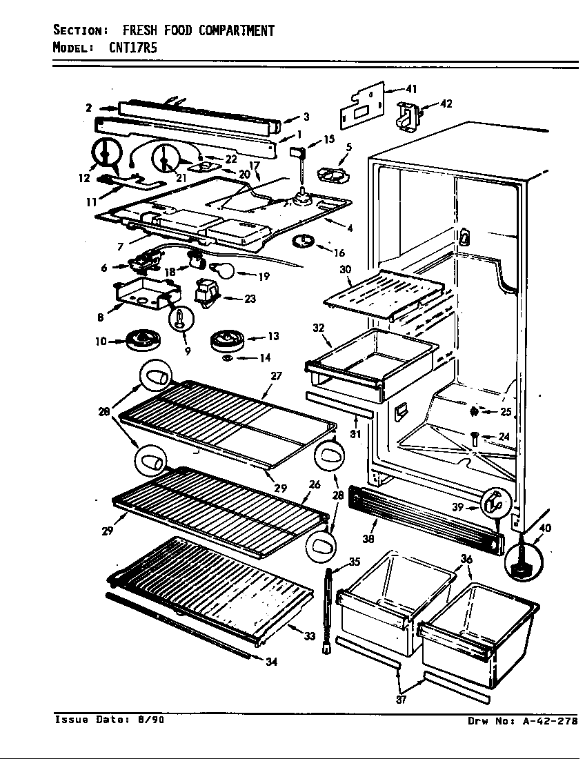 Crosley CNT17R5/7A76B fresh food compartment diagram
