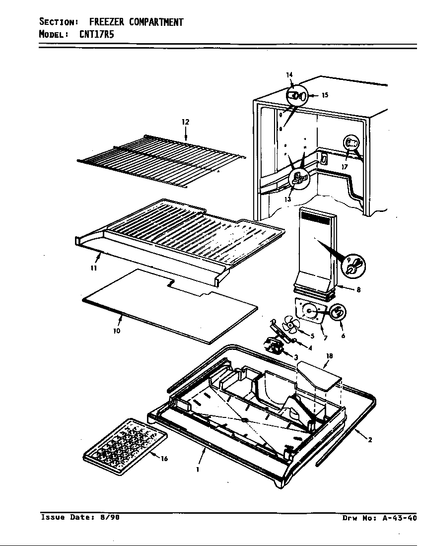 Crosley CNT17R5/7A76B freezer compartment diagram