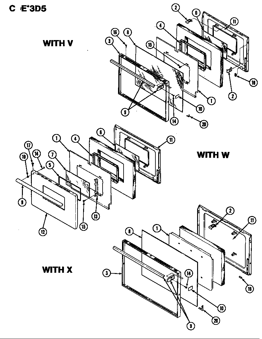 Crosley CEA3D5DLV door diagram