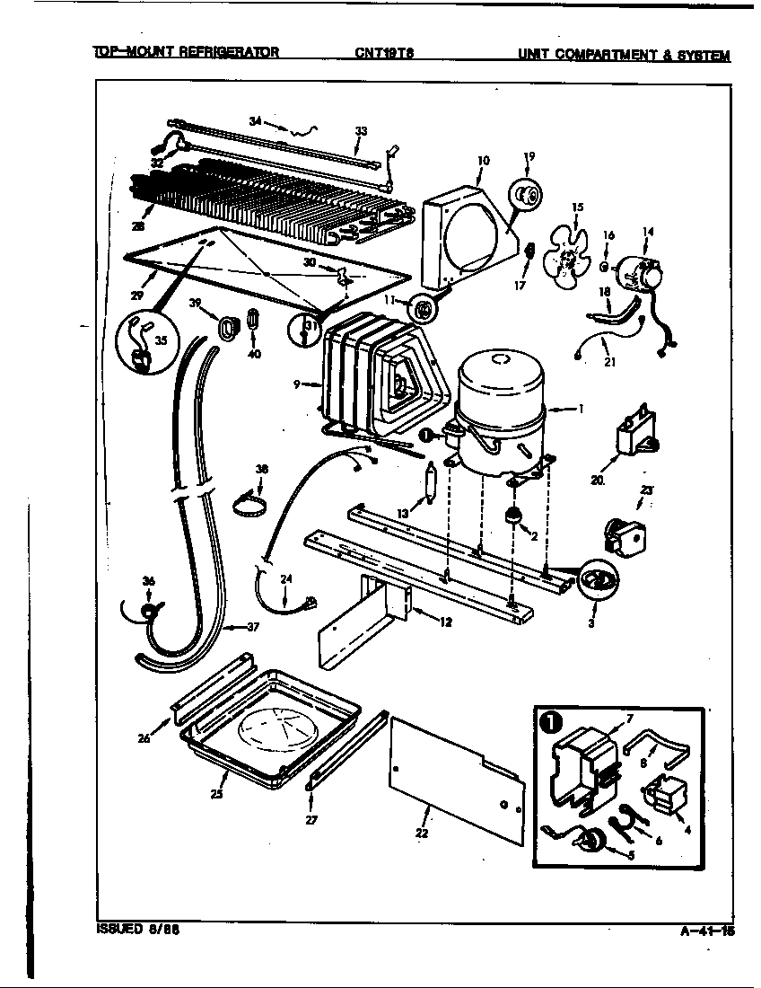 Crosley CNT19T8/9C51A unit compartment & system diagram