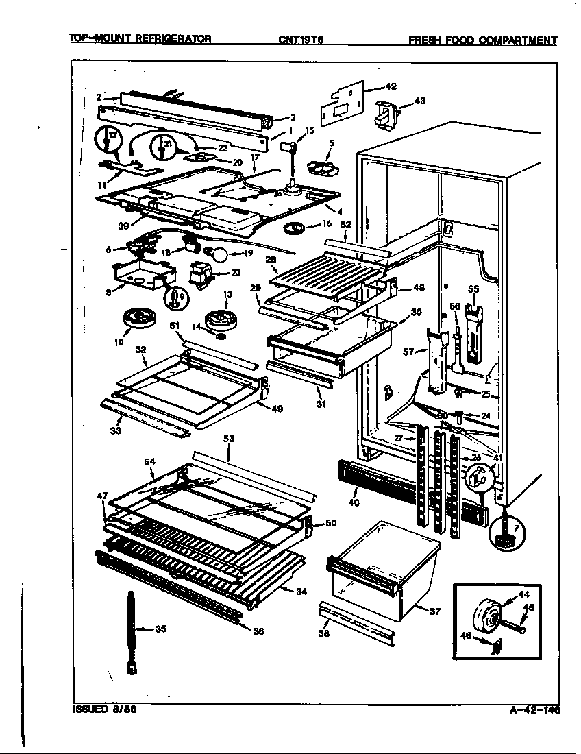 Crosley CNT19T8/9C51A fresh food compartment diagram