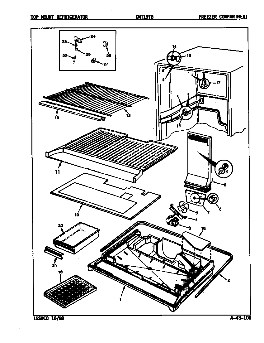 Crosley CNT19T8/9C51A freezer compartment diagram