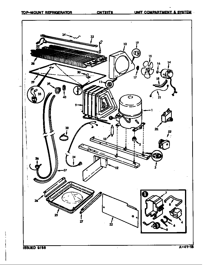 Crosley CNT21T8/8A18A unit compartment & system diagram
