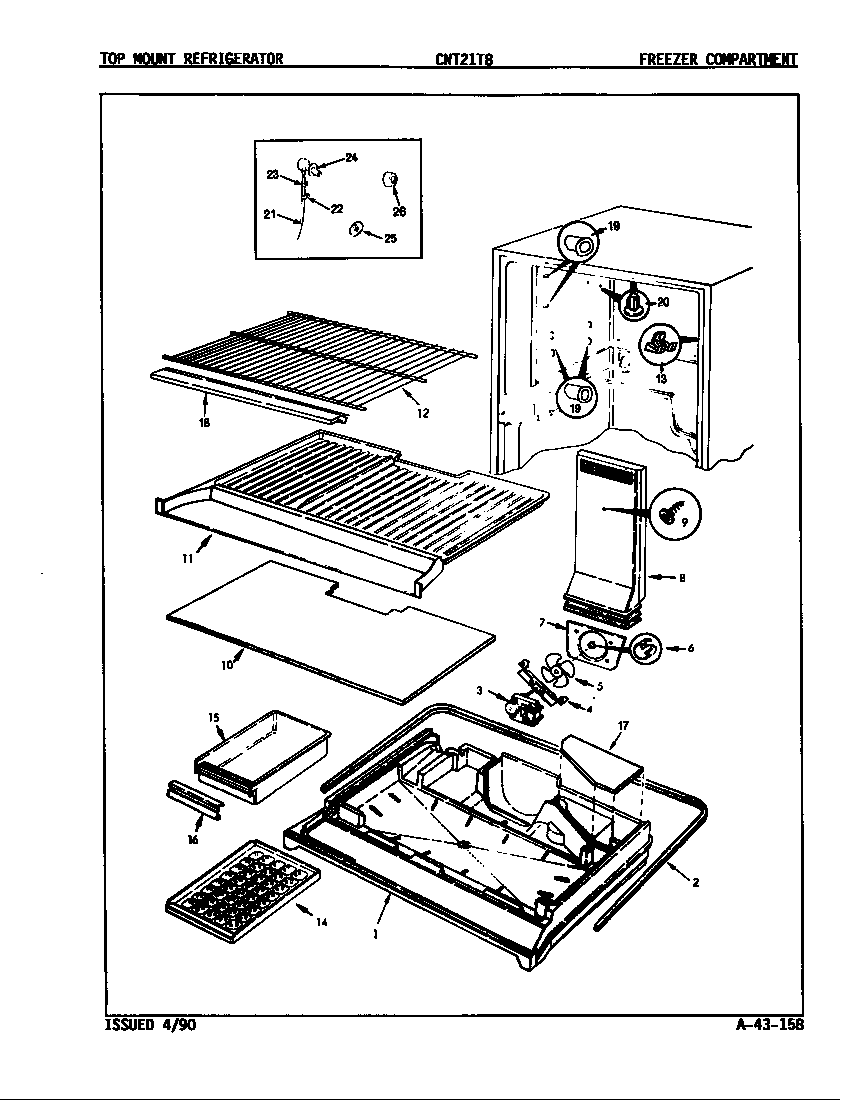 Crosley CNT21T8/8A18A freezer compartment diagram
