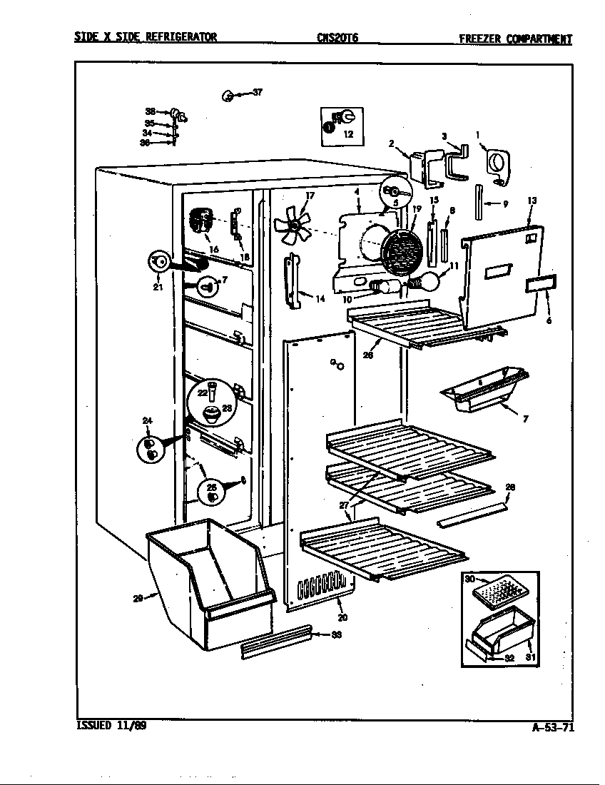 Crosley CNS20T6A/9R01A freezer compartment diagram