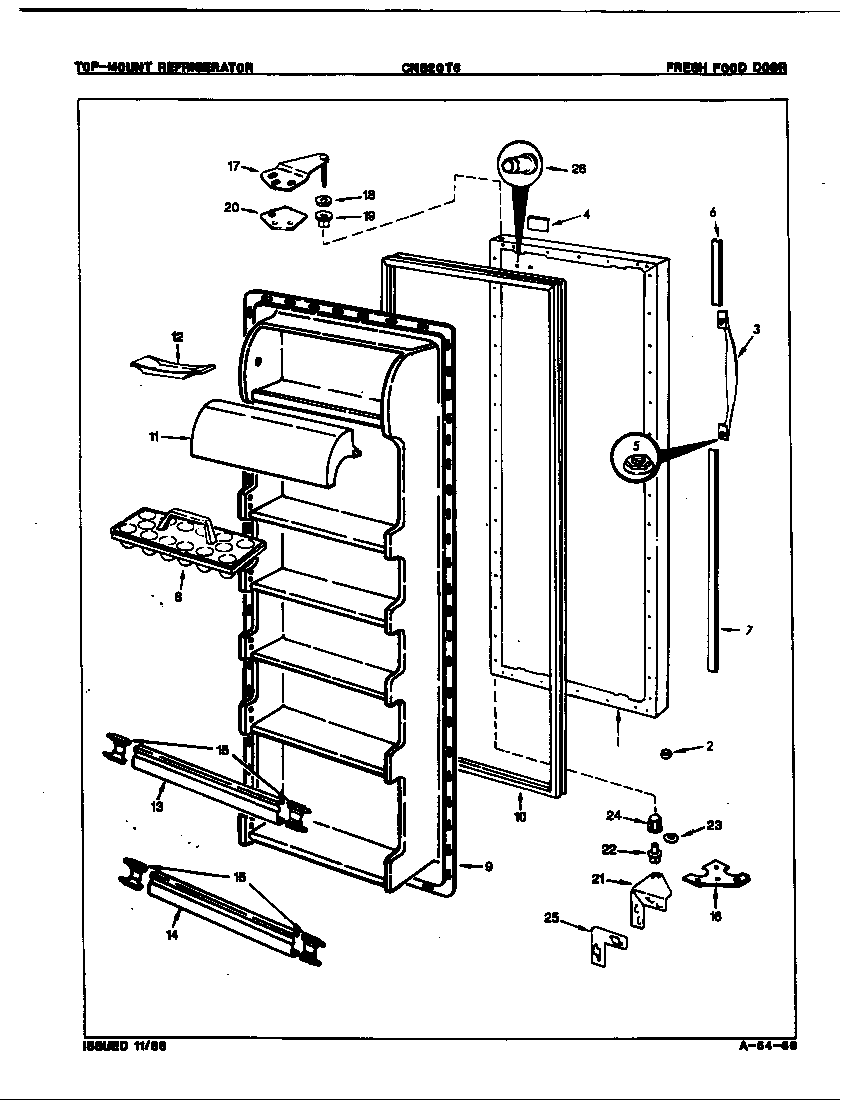 Crosley CNS20T6A/9R01A fresh food door diagram