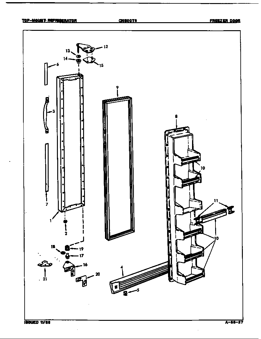 Crosley CNS20T6A/9R01A freezer door diagram