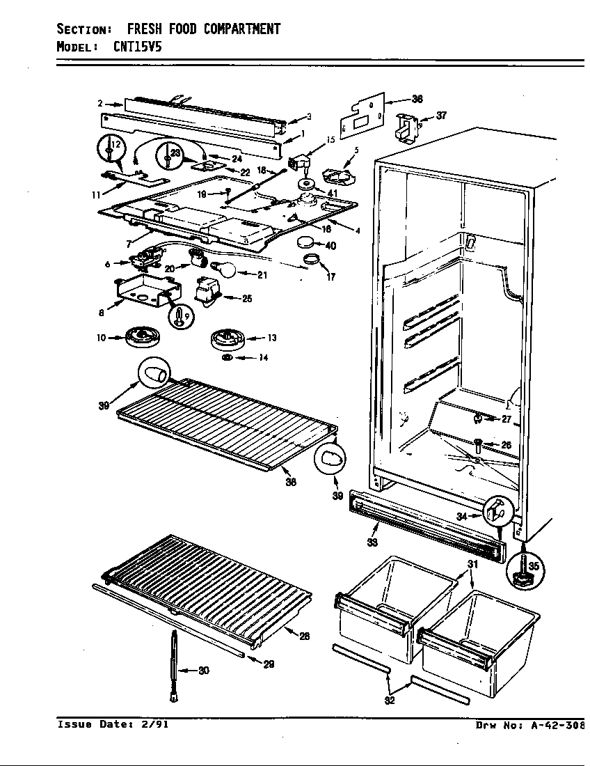 Crosley CNT15V5/AC13B fresh food compartment diagram