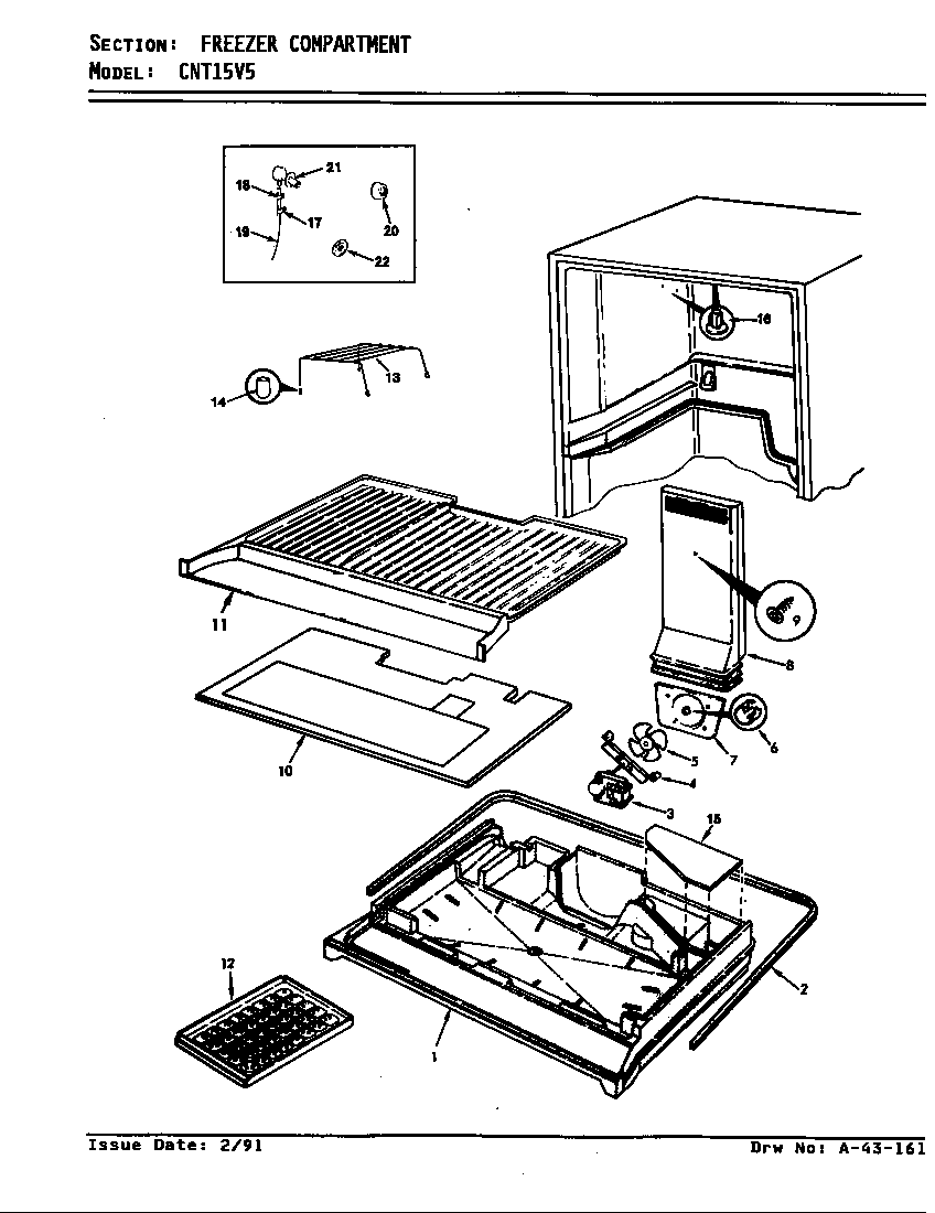 Crosley CNT15V5/AC13B freezer compartment diagram