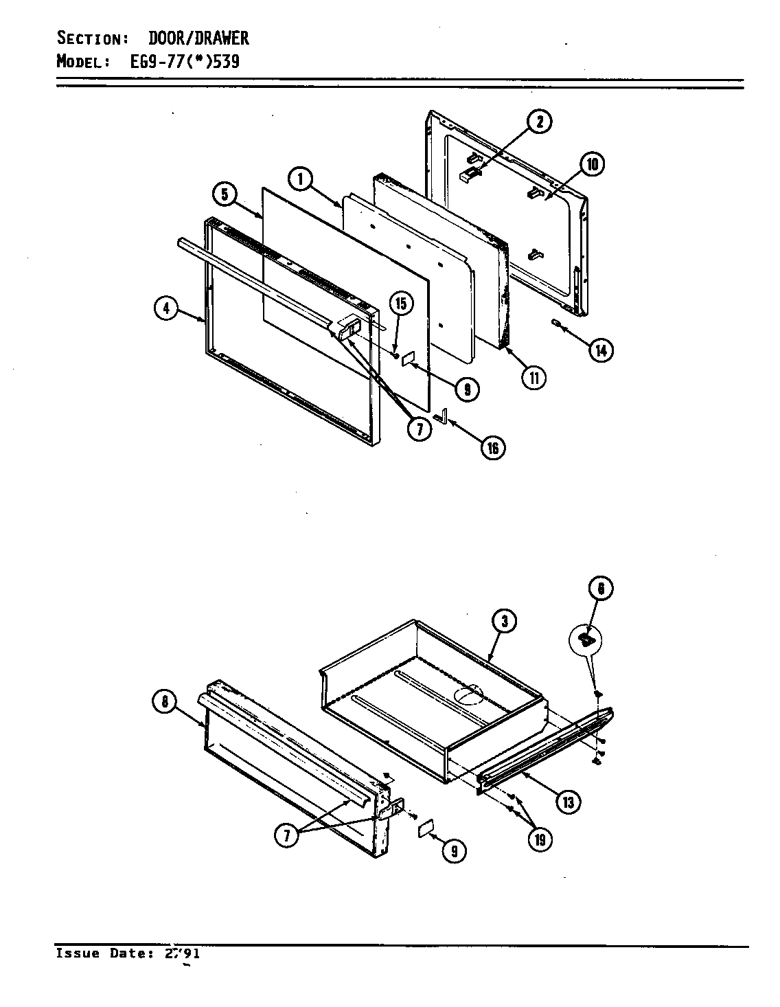 Hardwick EG9-77A539 door/drawer diagram