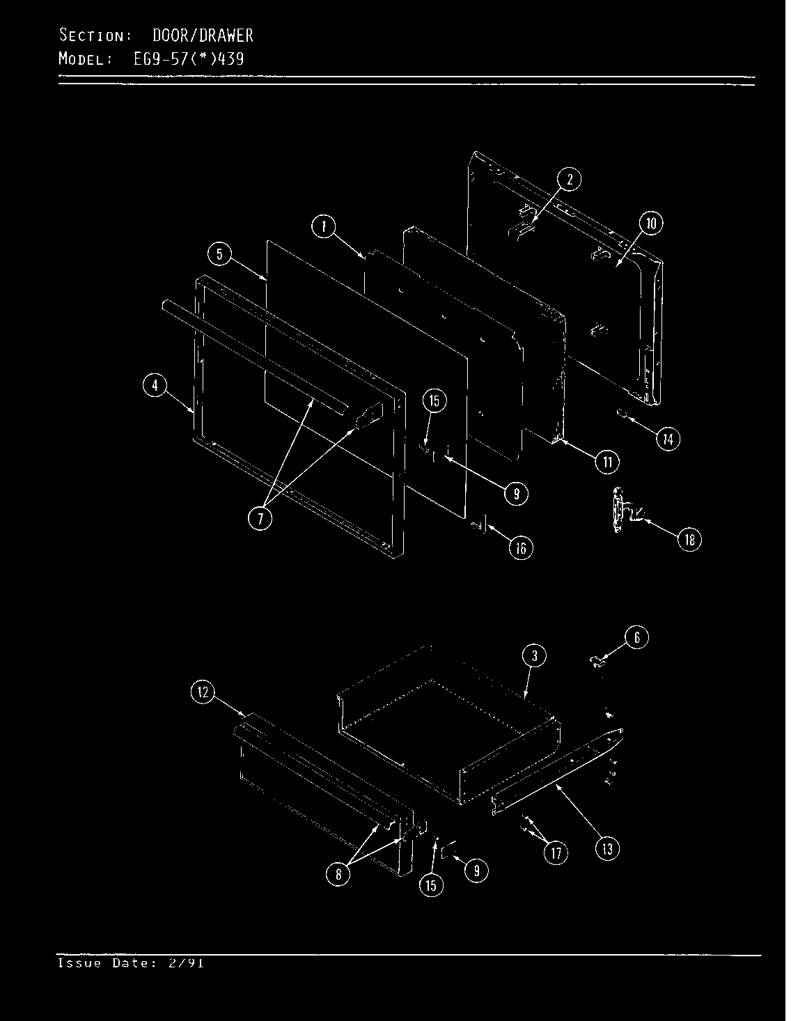 Hardwick EG9-57A439 door/drawer diagram